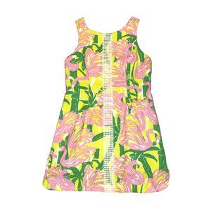 Lilly Pulitzer Shift Dress Womens 14 Sleeveless Floral Pink Green Yellow